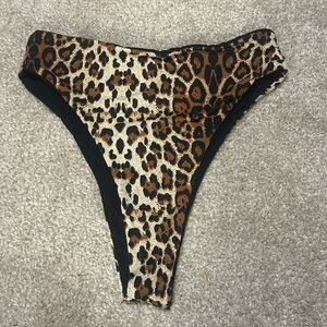 Leopard Print High-Waisted Bikini Bottom